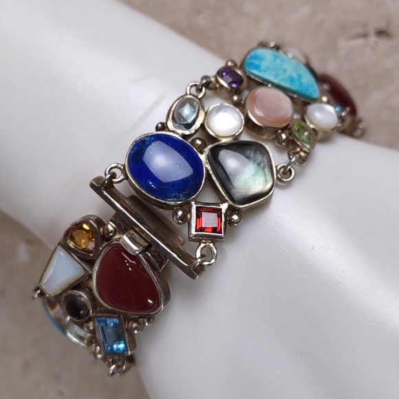 Sterling Silver Multi Gemstone Bracelet - Picture 4 of 16